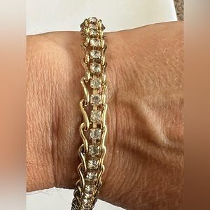 Vintage 1980s Rhinestone Chain Bracelet 8”
